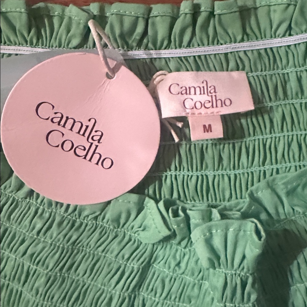 NWT! Camila Coelho Green “Brittany”Ruffle High Waist Shorts Size Medium - Picture 9 of 9